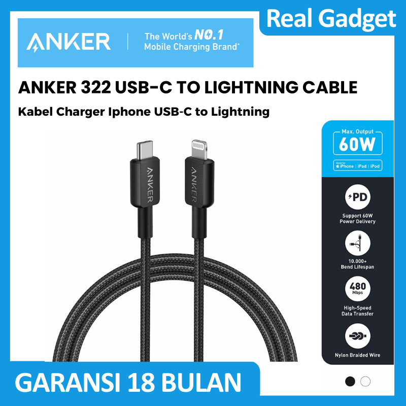 ANKER Kabel Data Iphone MFI USB-C to Lightning MFI Nylon Braided 3ft-6ft
