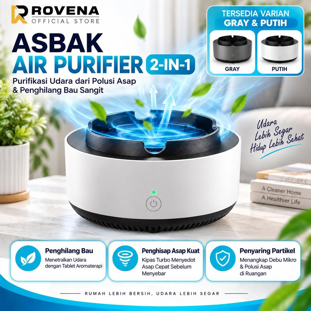 ROVENA TaffHOME Asbak Mobil Air Purifier Filter Asap Rokok Smokeless LM08