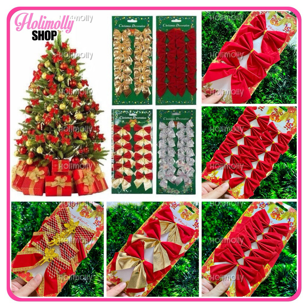 PITA POHON NATAL - Dekorasi Hiasan Gantungan Pita Lonceng Pohon Natal bisa untuk Hampers Gift Box