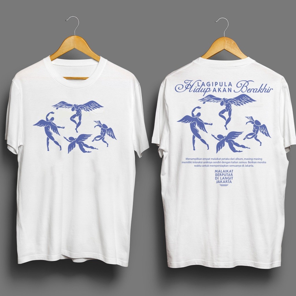 MERCH KAOS HINDIA BASKARA DESAIN MALAIKAT DIATAS KOTA JAKARTA DESAIN PREMIUM BAHAN COMBED - 218