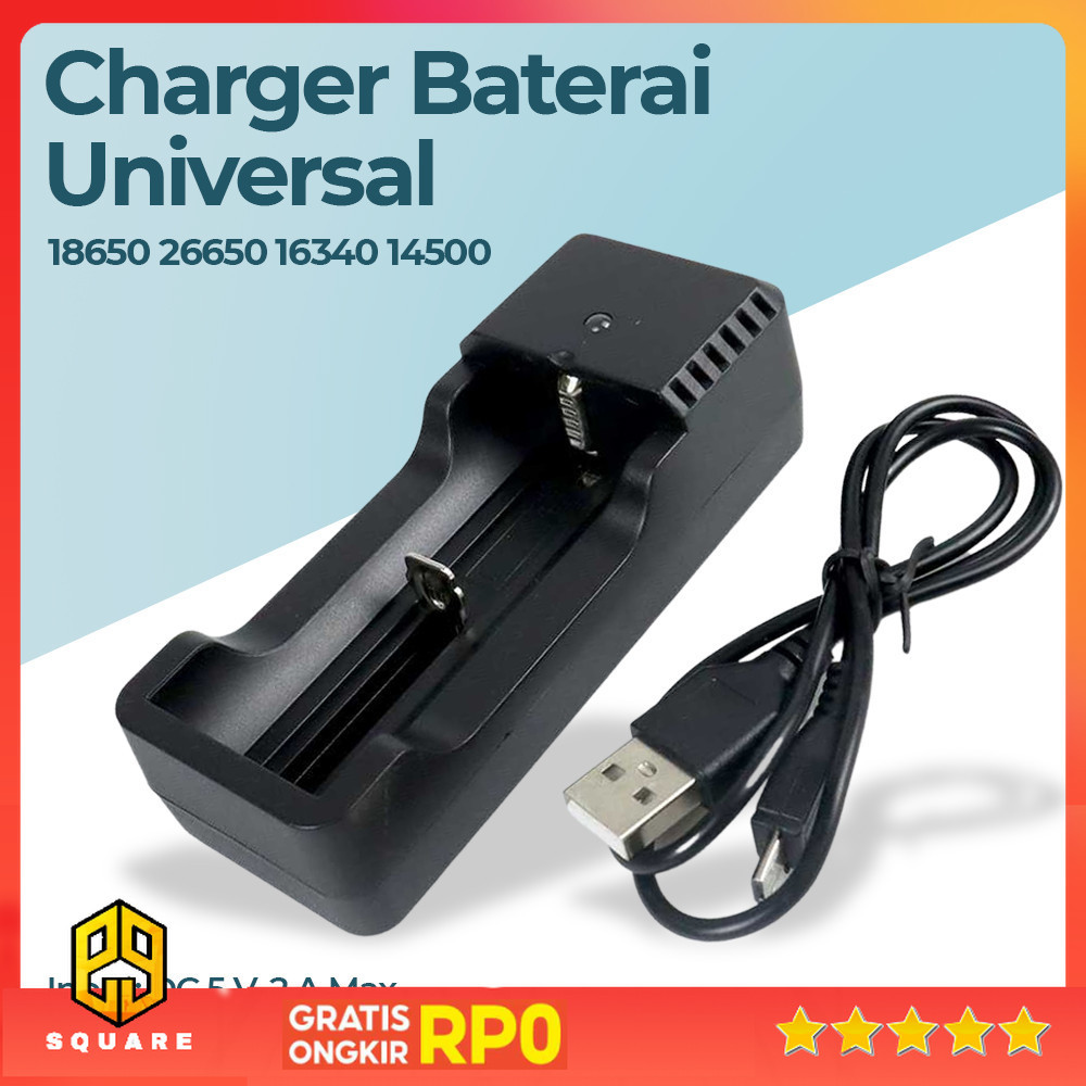 Charger Baterai 1 Slot 18650 26650 16340 14500 Li-Ion Spring Strip - NK-205 Original 99 Square