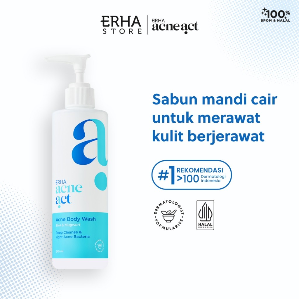 ERHA Acneact Body Wash BHA & Mugworth 240 ml - Sabun Badan Jerawat Punggung | BHA | Sulfur