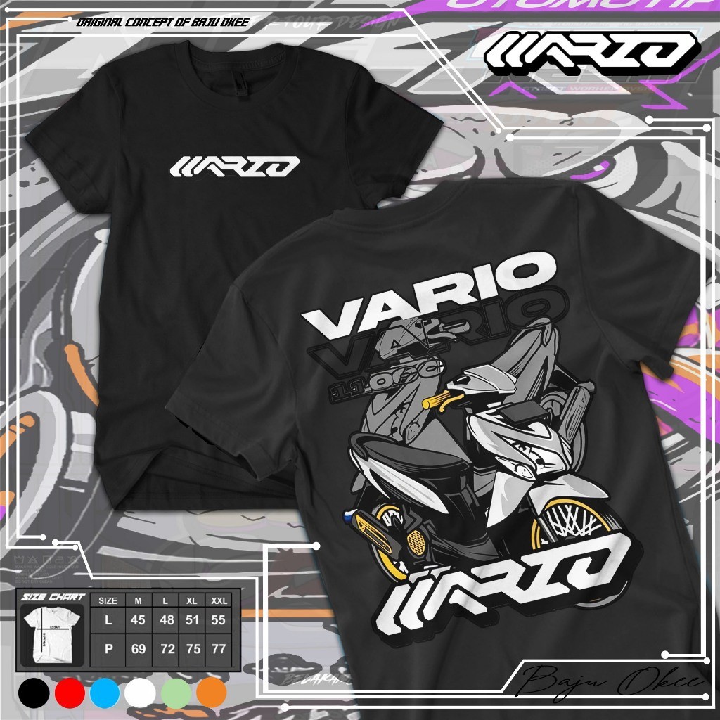 Baju Okee Kaos Baju Otomotif  Honda Vario 110cc Tshirt Dewasa Lengan Pendek Unisex