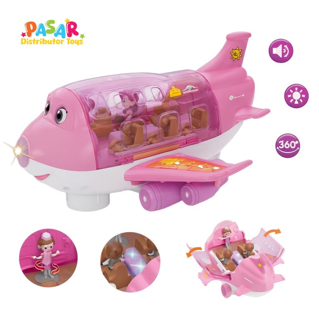 Mainan Anak PESAWAT AIRLINER Universal Pesawat Kartun Mata Bisa Gerak