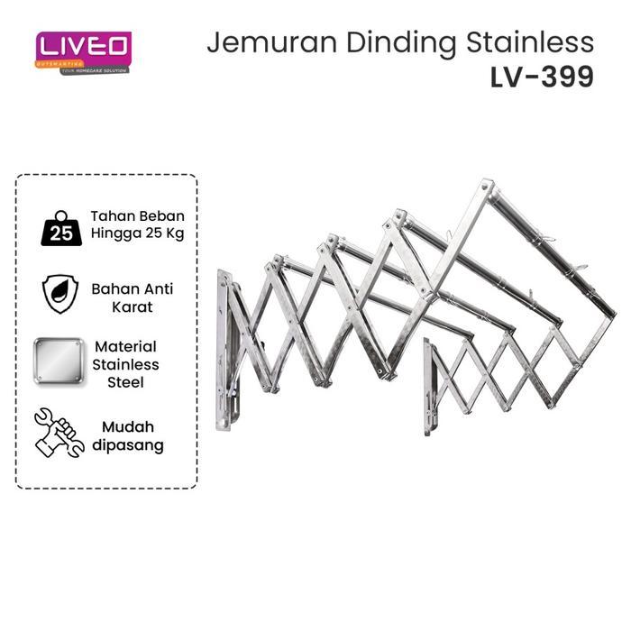 Jemuran Dinding Baju Stainless Steel Liveo LV399 Jemuran Lipat Gantung