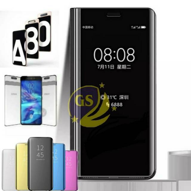 TERLARIS SAMSUNG A20 / A30 CLEAR VIEW FLIP COVER MIRROR STANDING HARD CASE bc-23