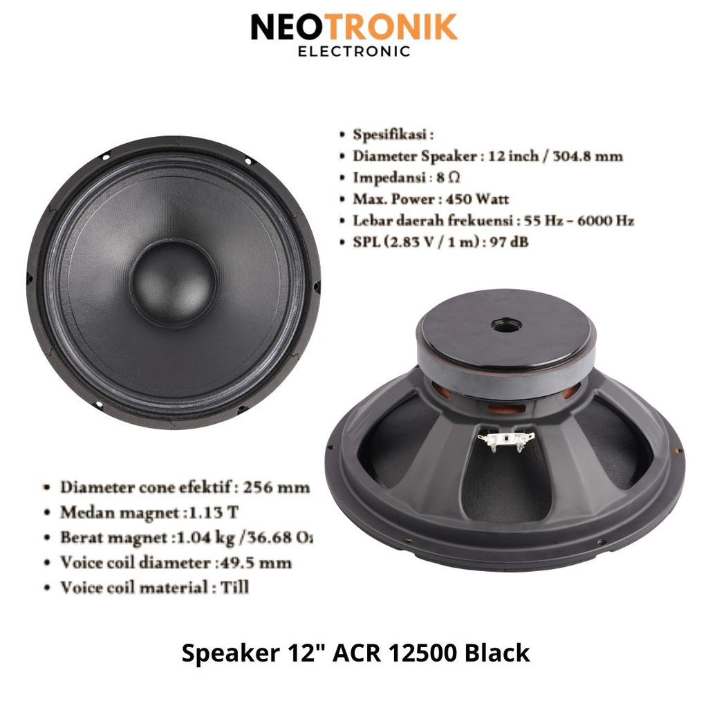 Speaker 12 Inch Woofer ACR 12500 Black