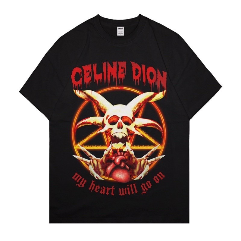 XtremeMerch Celine Dion Metal Oversized Kaos Pria Wanita Tshirt