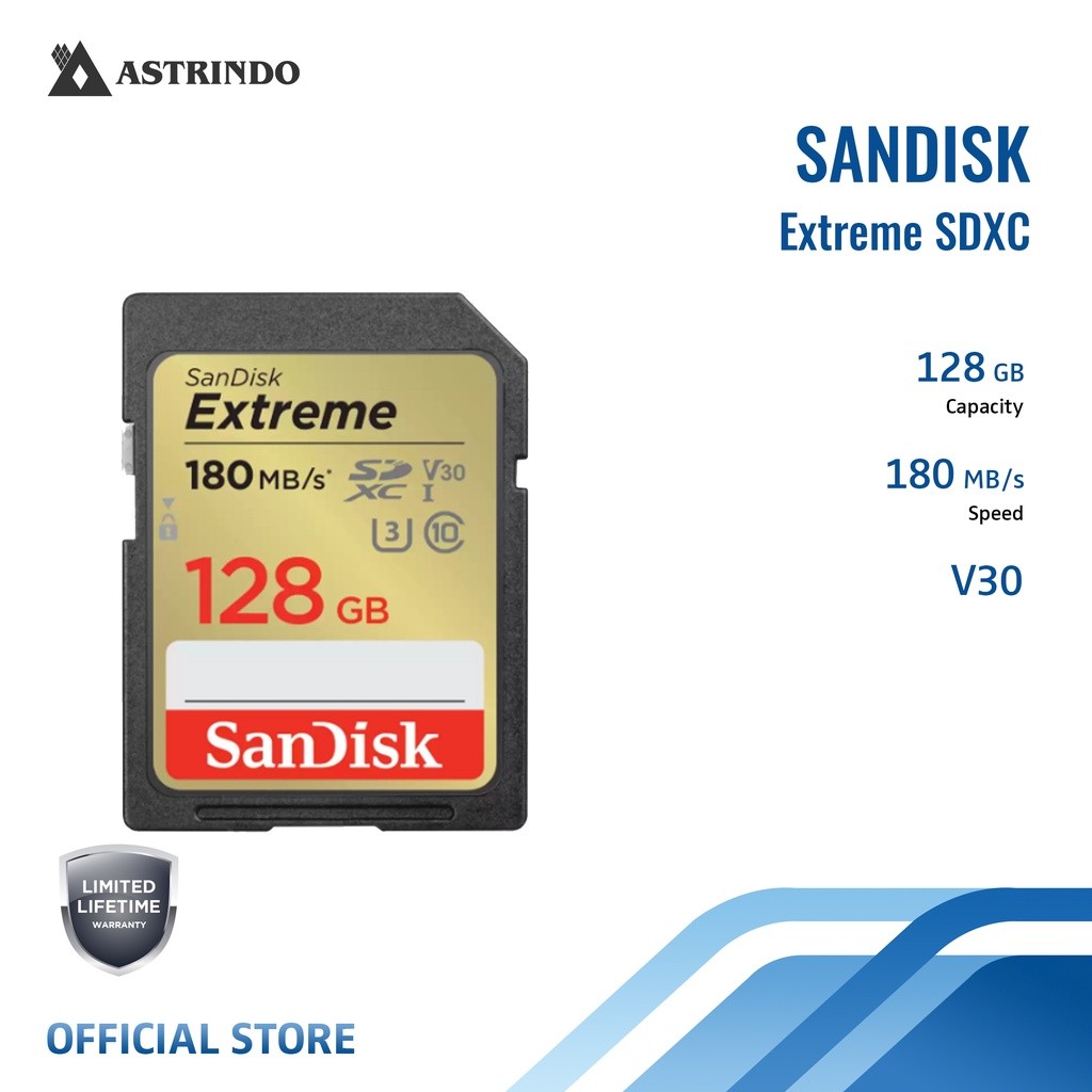 Sandisk Extreme SDXC, SDXVA 128GB Memory Card - (SDSDXVA-128G-GNCIN)