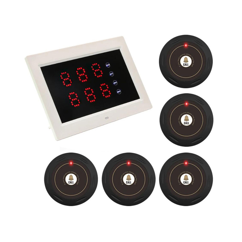 Wireless Calling System Restaurant Pager System Display + Calling Buttons for Restaurant Nursing Hom