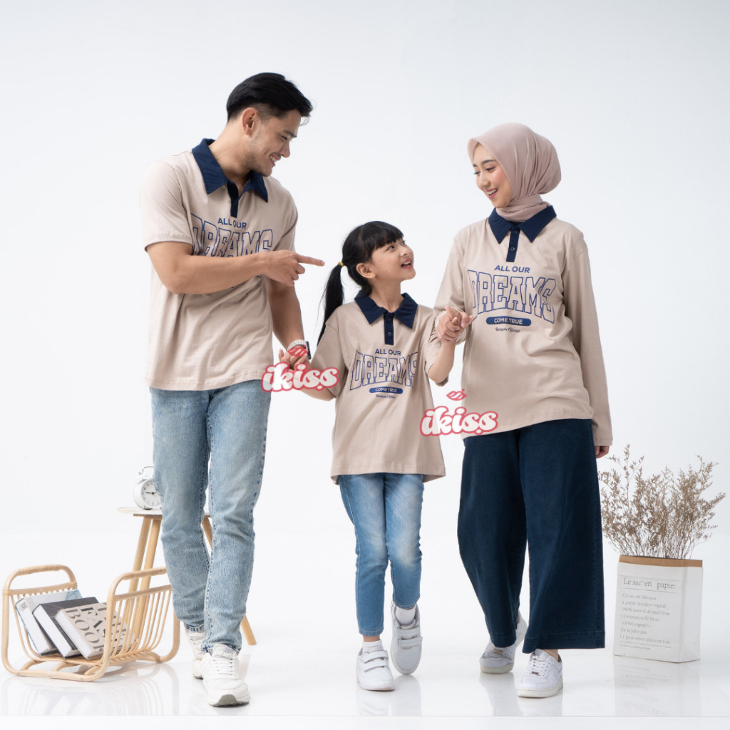 Kaos Couple Keluarga Variasi Kerah Kombinasi Sarimbit Ayah Ibu Anak Family Set