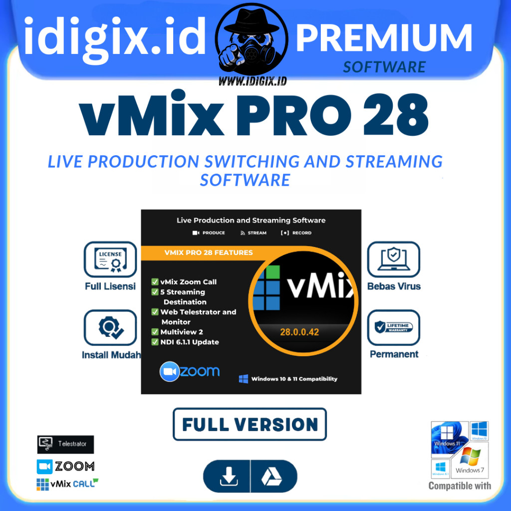 vMix Pro 28.0.0.42 with vcall zoom 1 PC