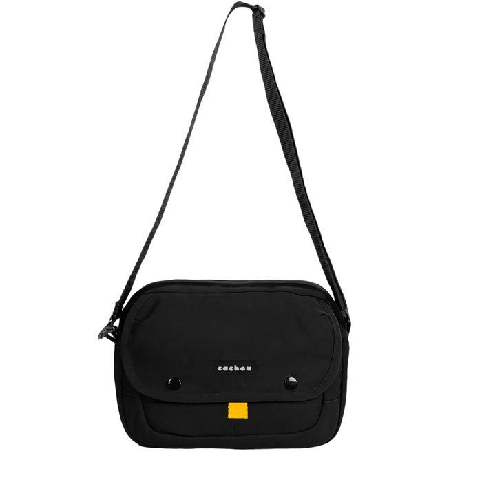 (Style Mall.id) Cachou Tas Zixtry Black Slingbag Selempang Kanvas Pria - BLACK
