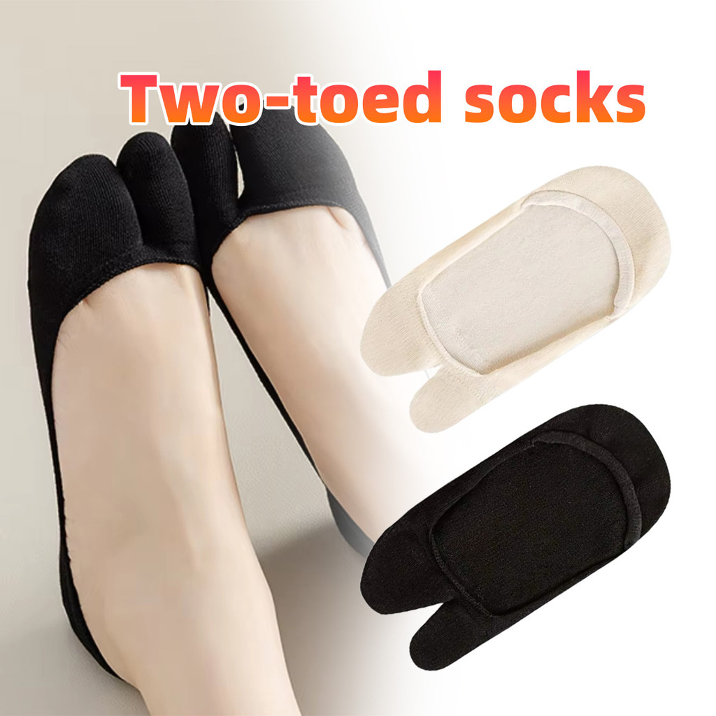 Kaos kaki jempol hitam 2 Jari Women Socks Pendek Sendal Jepit Hidden Invisible Kaki Jempol Model Kor