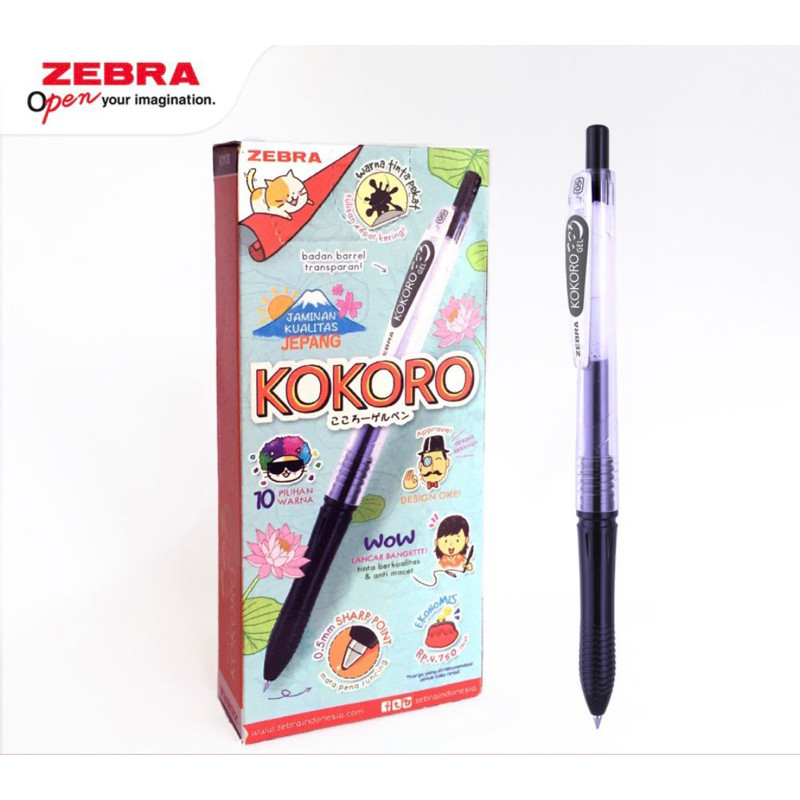 Pulpen Warna Warni Zebra Kokoro - 1 Pcs Pulpen Warna-Warni