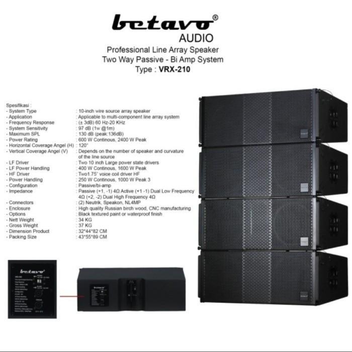 Speaker Pasif Line Array 10 Inch BETAVO VRX-210 ORIGINAL HARGA PER BOX