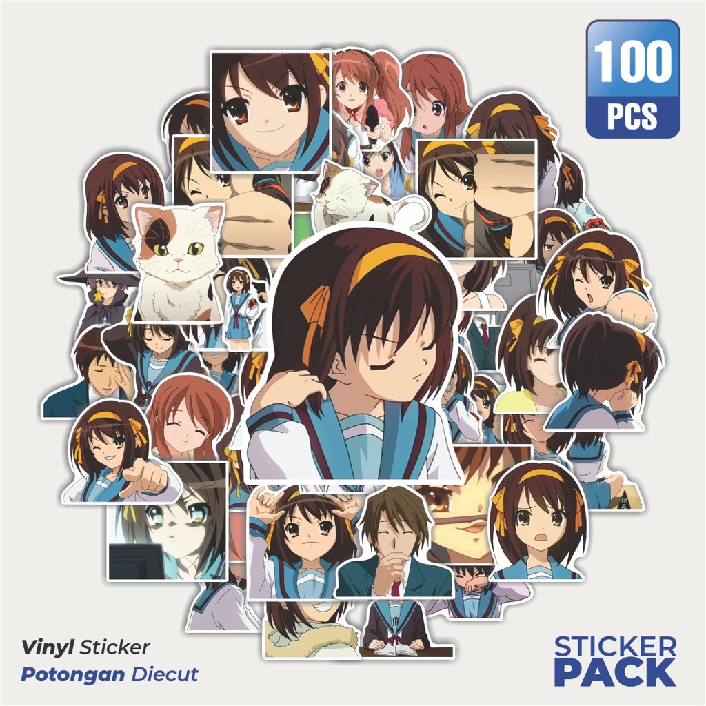 Super Hemat 100 PCS 100 PCS MURAH 100 PCS Stiker SUZUMIYA HARUHI Waterproof Aesthetic- Untuk Laptop,