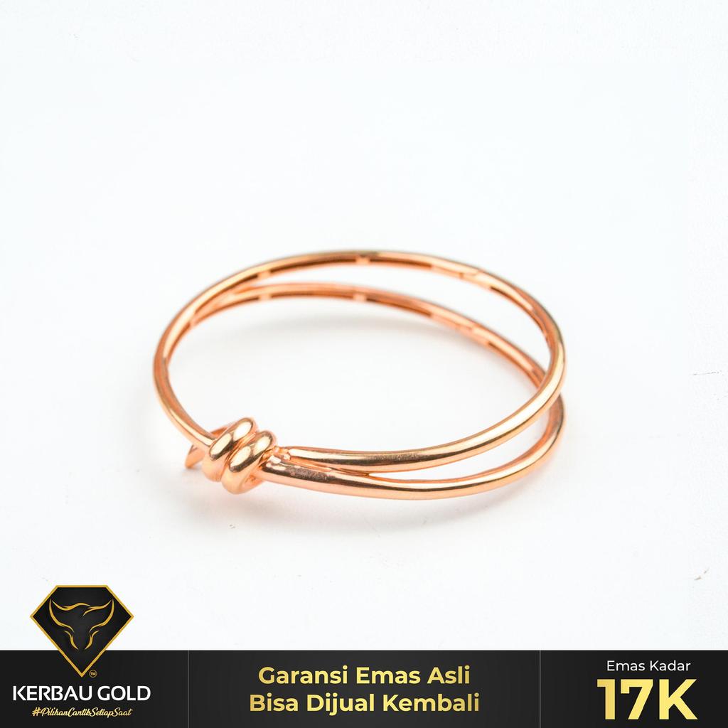 [Kerbau Gold] Gelang Emas Knot Knot 17K - Emas Asli 100%