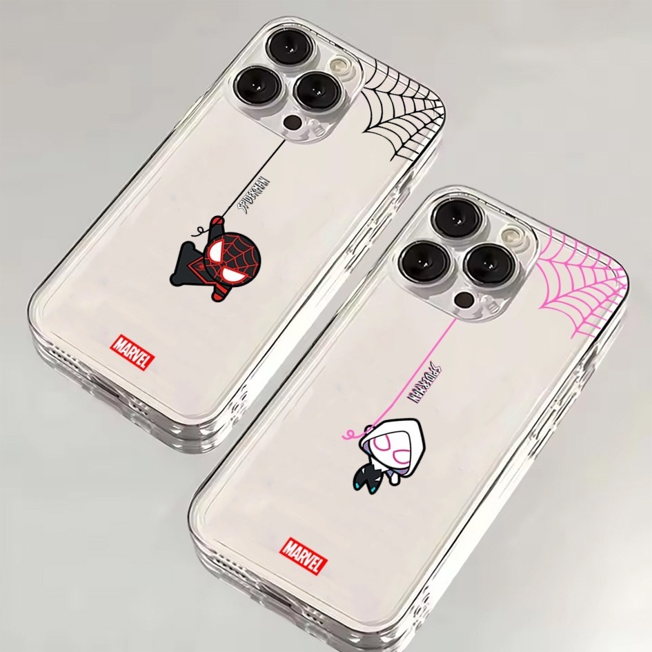 SOFTCASE BENING CLEAR CASE MOTIF SPIDERMAN COUPLE UNTUK SEMUA TYPE HP IPHONE VIVO REDMI REALME INFIN
