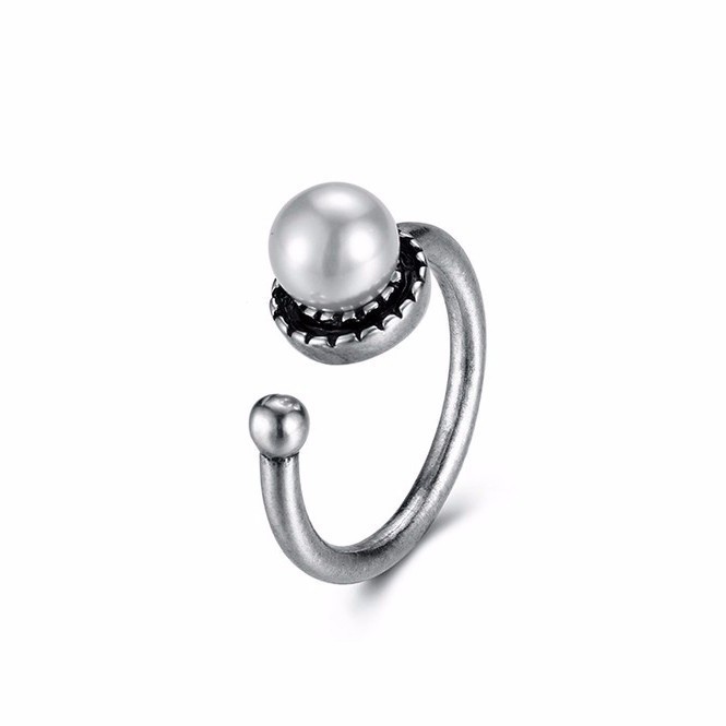 Glamorousky Cincin Mutiara Vintage Fesyen - Cincin Split yang Dapat Disesuaikan untuk Wanita Modern,