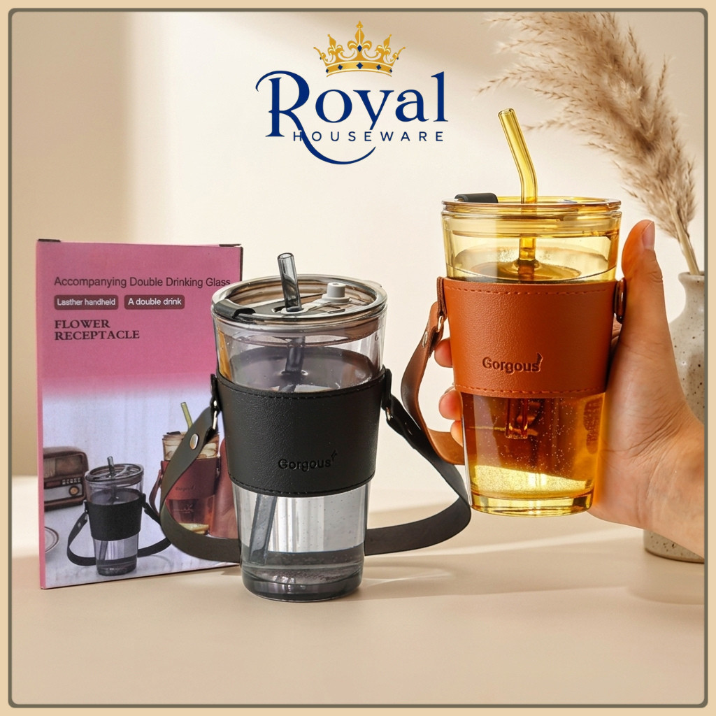 Gelas Kaca Gorgeous Jumbo Korea Style Pilihan Box Ori / Tanpa Box / Mug Cangkir Minum Kopi Es Teh Ca