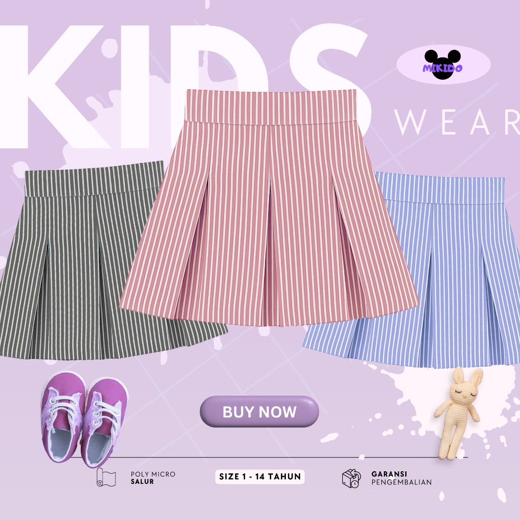 Rok Celana Rempel A Line Salur Kecil Anak size 1-14 tahun Part 1