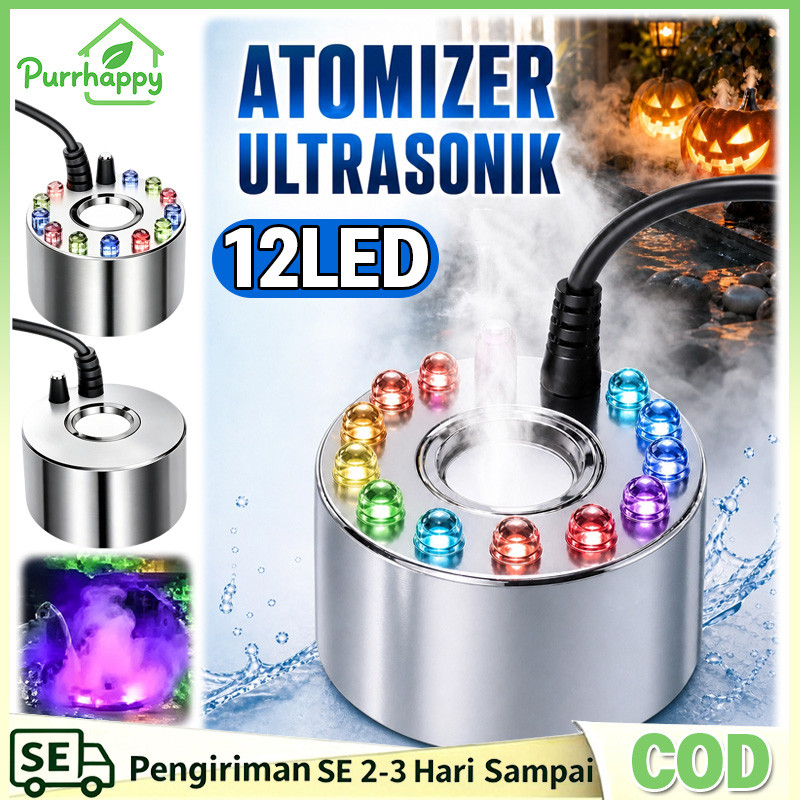Purrhappy 12 LED Mist Maker Ultrasonic Alat pembuat kabut Aquarium Ultrasonic Mesin Kabut Mist Maker