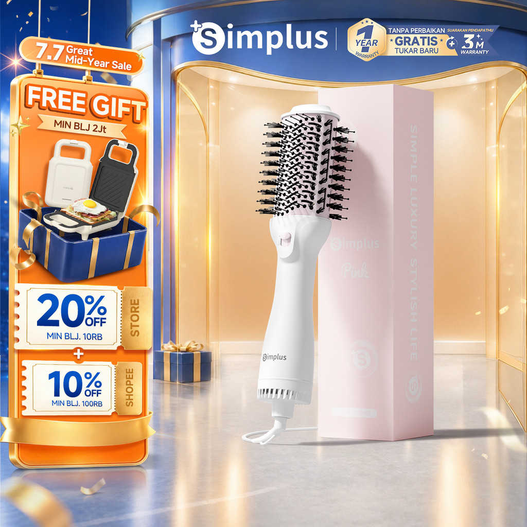 Simplus Sisir Catokan Pelurus Pengering Pengeriting Styling dan Merawat Tanpa Merusak Rambut