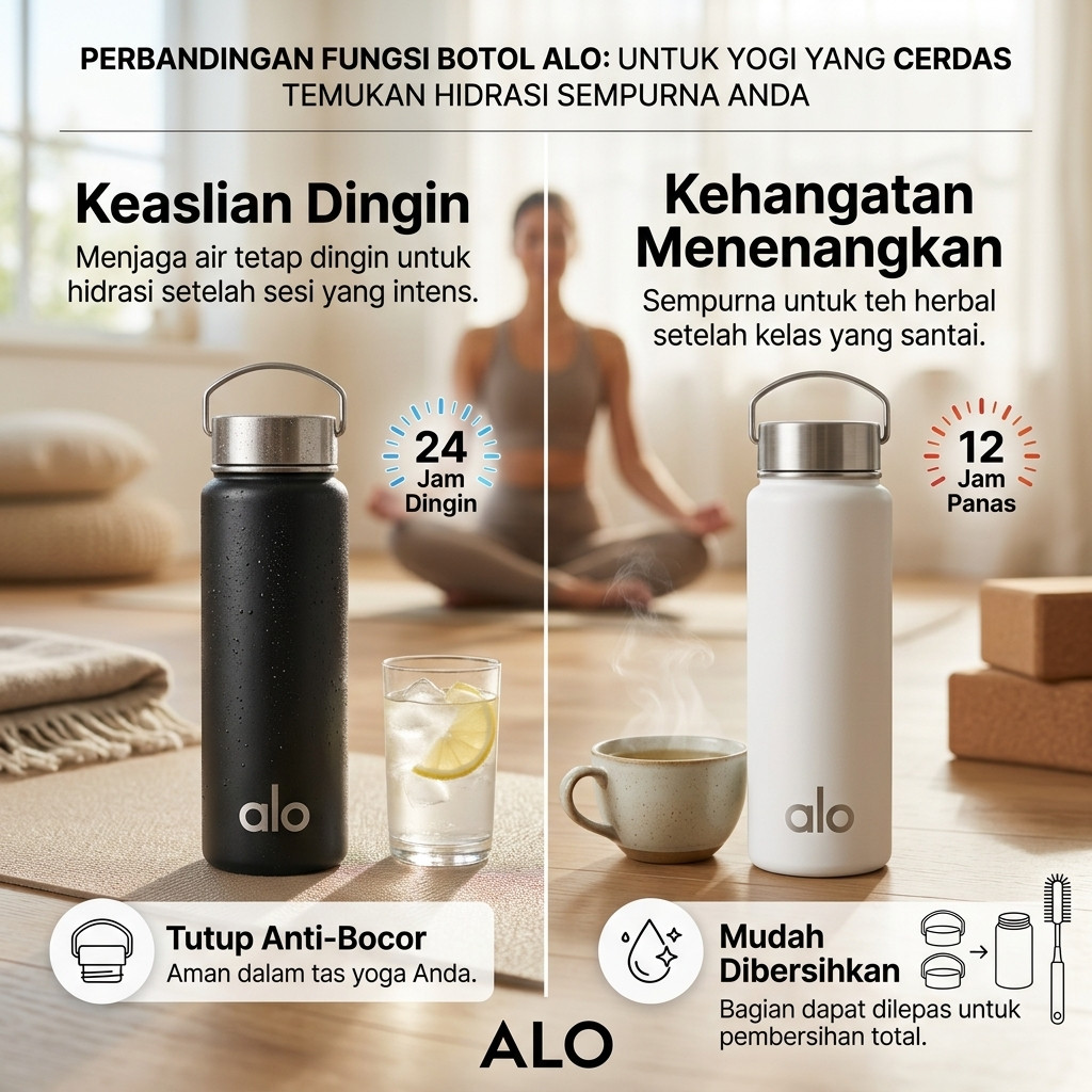 [Stok Ready] ALO Botol Termal Isolasi Vakum Ganda Pendamping Latihan Yoga, Kapasitas 710ml Premium S
