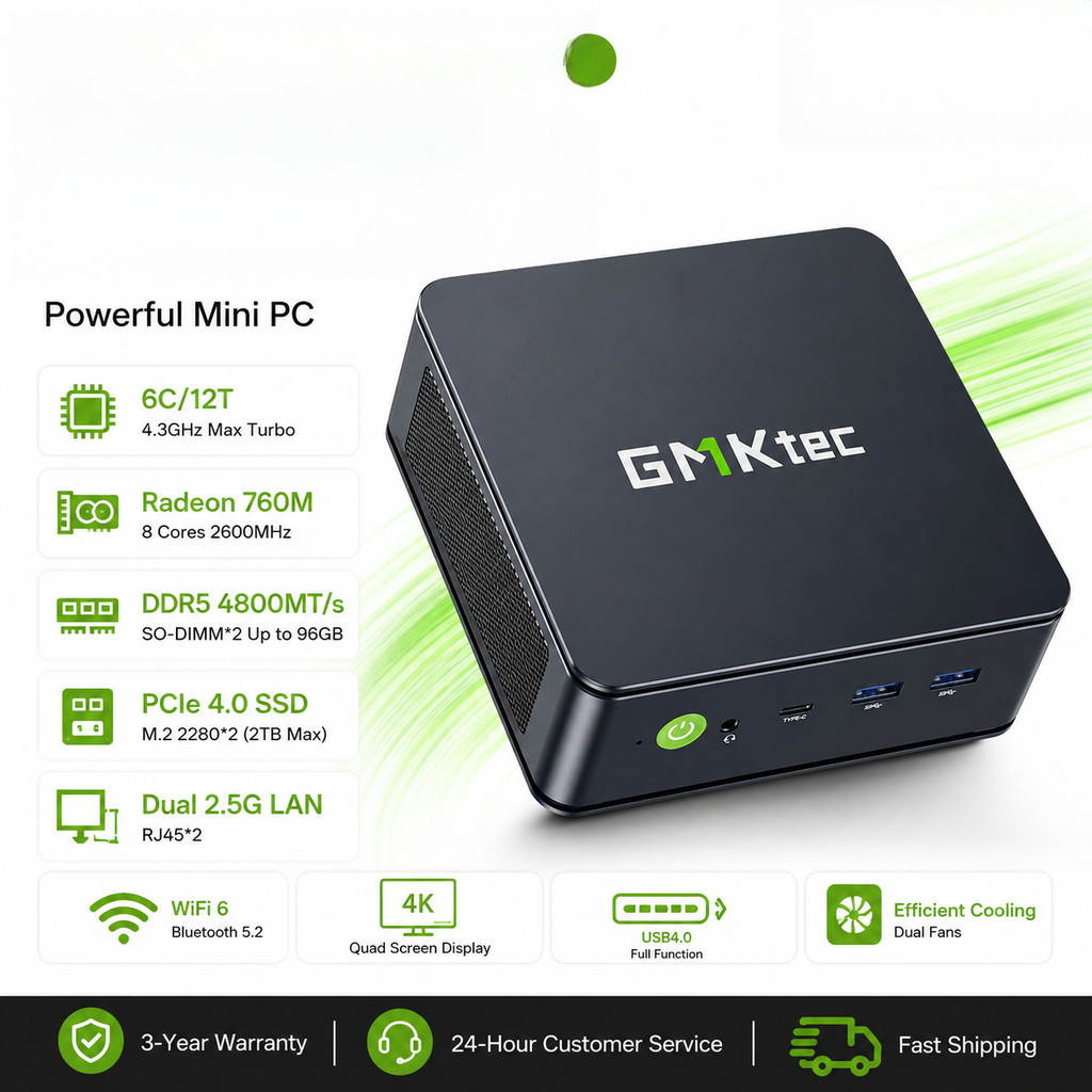 GMKtec M6 Ultra Gaming Mini PC AMD Ryzen 5 7640HS Better Than R5 6600H R7 6800H Mini Desktop Compute