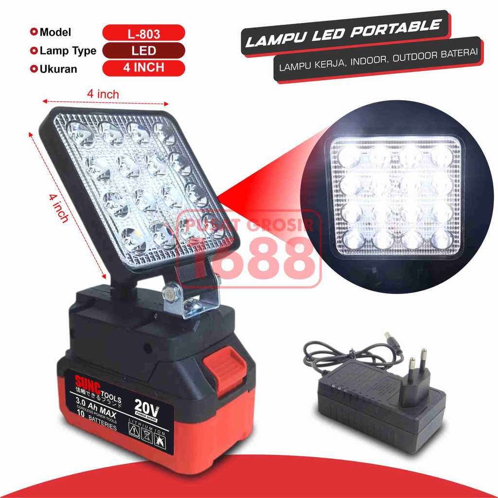 Lampu LED Portable Baterai Power Tools LXT SUNC TOOLS