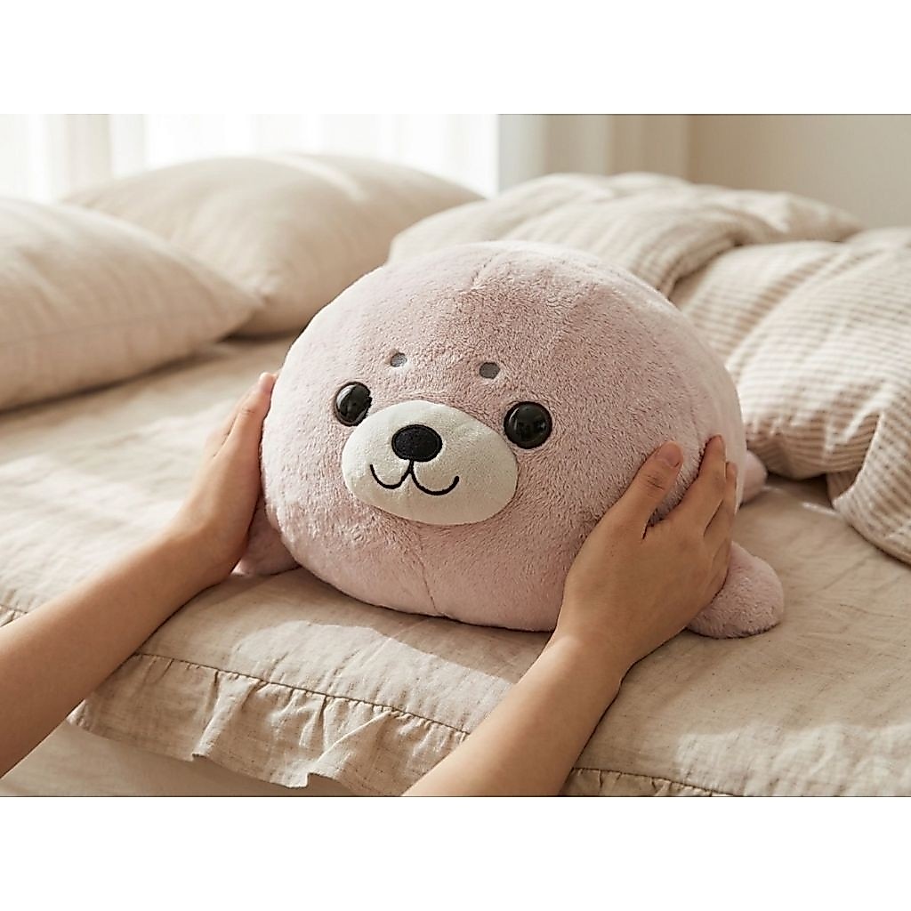Bantal Selimut Boneka Anjing Laut Harpa Merah Muda Super Lembut Original Baskin Robbins
