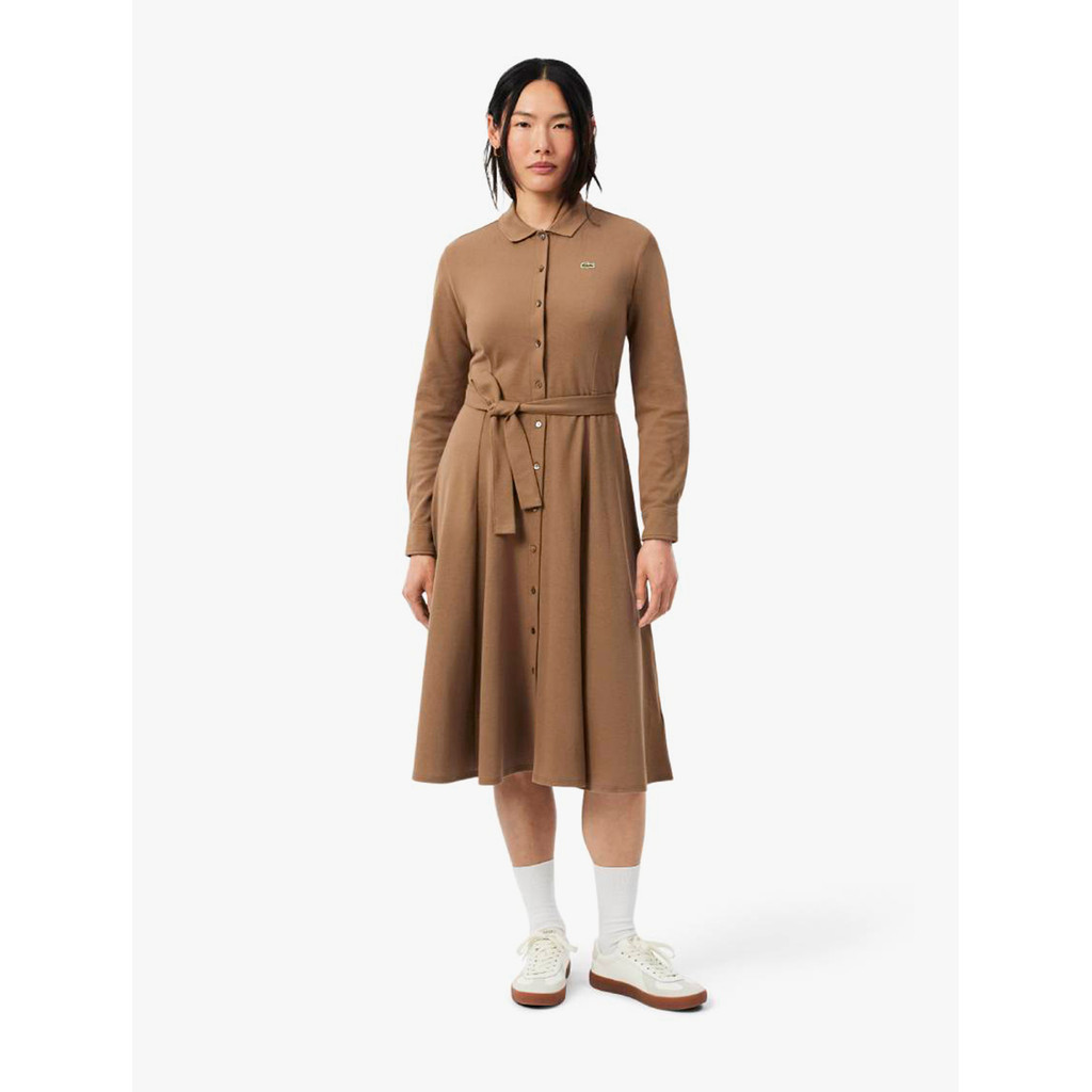 Lacoste - Women's Polo Collar Belted Petit Piqué Dress