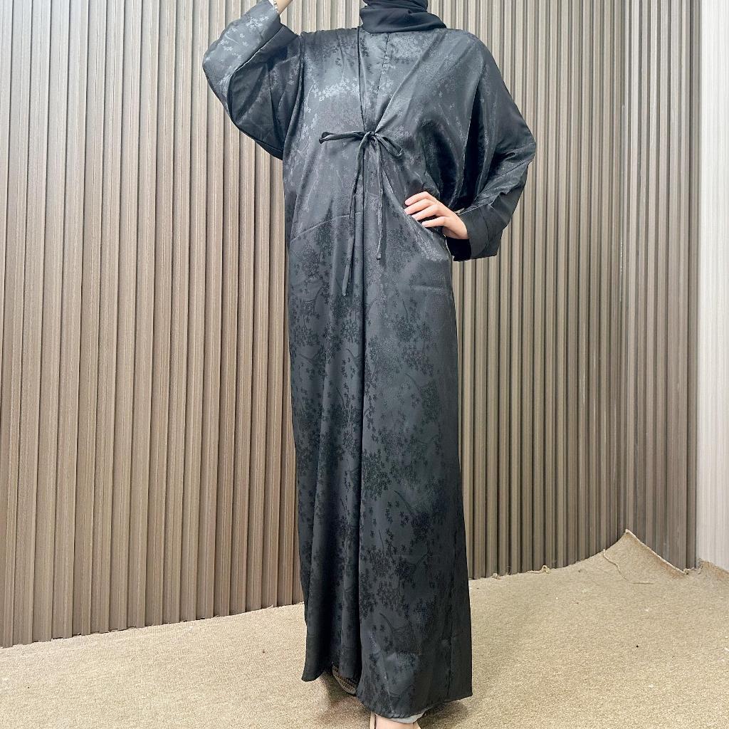 NOURA KAFTAN HAMEDA COCOA SHEEN EMBOSSED SILK LIMITED EDITION