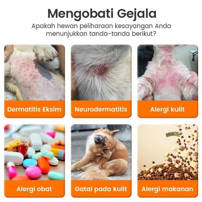 Puainta Tablet Anti Alergi Untuk Anjing Dan Kucing Cocok Digunakan Untuk Kulit Gatal Dermatitis Aler