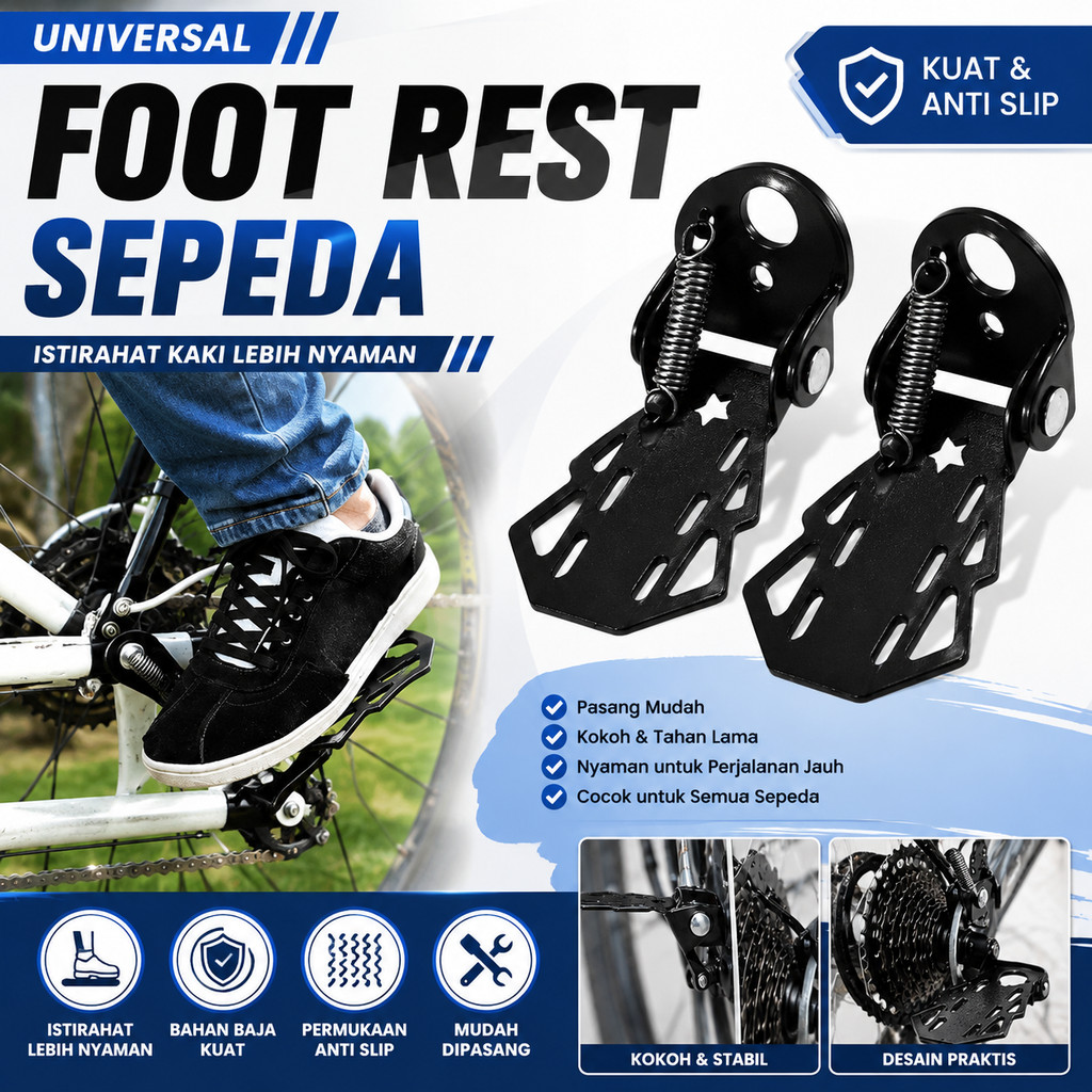 Boncengan Pedal Belakang Sepeda Jokan Kaki Bike Rear Pedal Foldable Jalu Goncengan Anak Lipat Baja J