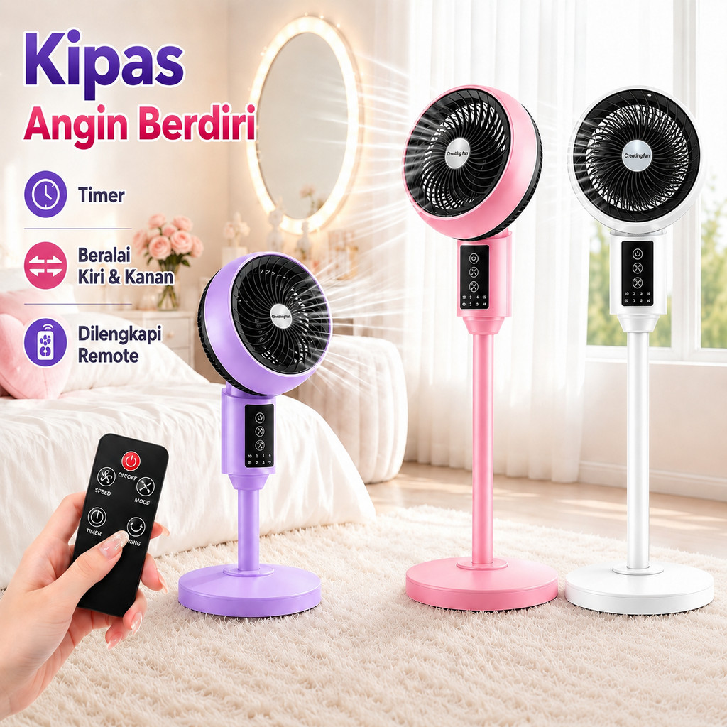 COD 2026 Remote Kipas Angin  Kipas Angin Berdiri  AC  Duduk Murah Estetik Kamar Tidur Promo Spesial 