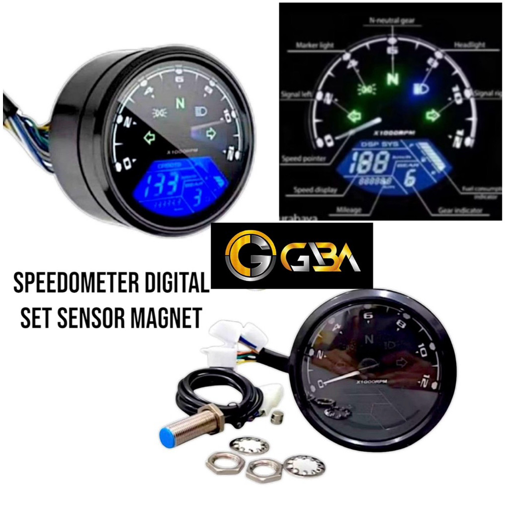 Speedometer Babon Digital Bulat Plus Sensor Spidometer Spido Babon Bulat Digital GBA LED Custom Univ