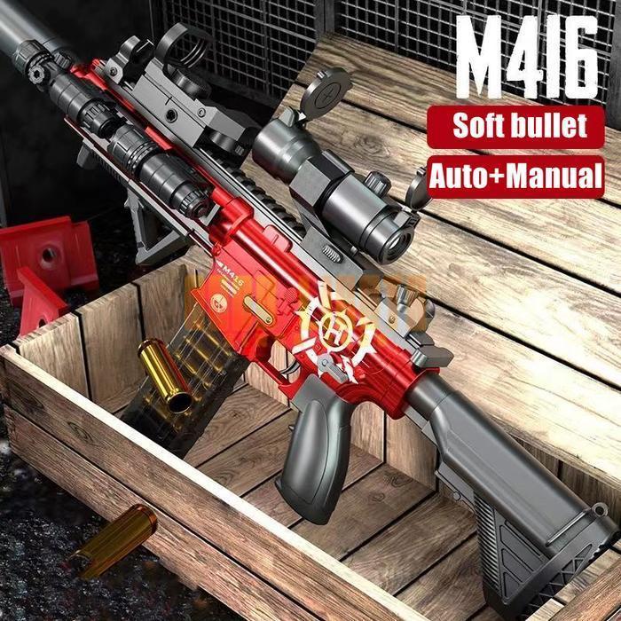 Mainan Senjata Tembak M416 Listrik dan Manual Nerf Mainan Tembakan Anak M416 Toy Gun Eva Soft Bullet