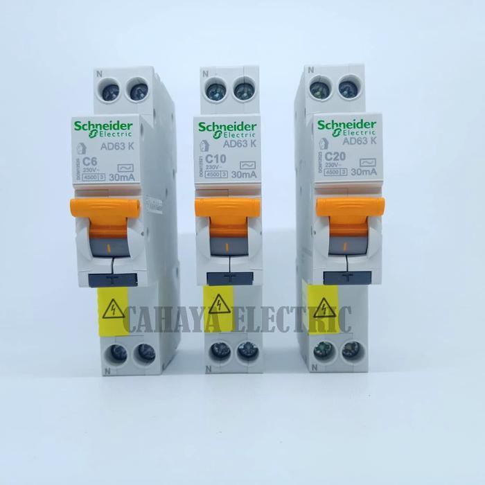 ELCB RCBO SLIM DOMAE SCHNEIDER 1P 6A 10A 16A 20A - 6 Ampere