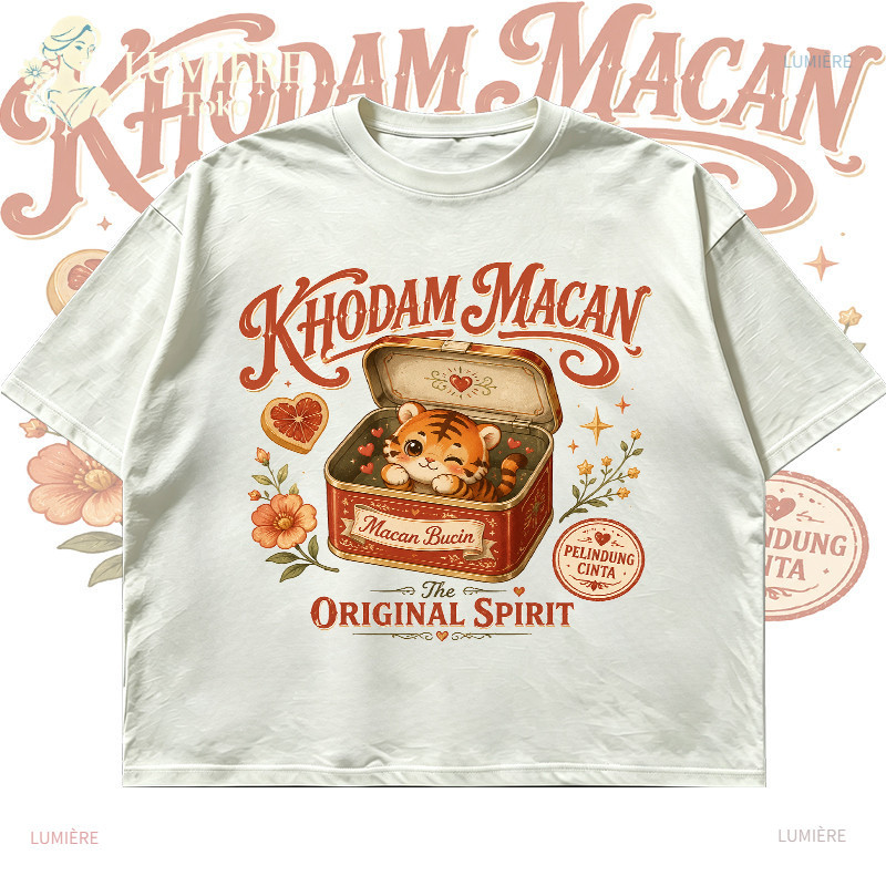 [COD]LUMIÈRE Toko|kaos wanita oversize boxy lengan pendek motif khodam macan bucin kaleng vintage at