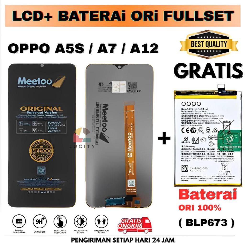 LCD OPPO A5S / A7 / A12 Fullset Touchscreen + Baterai OriginaL / LCD + Baterai BLP673 OriginaL Fulls