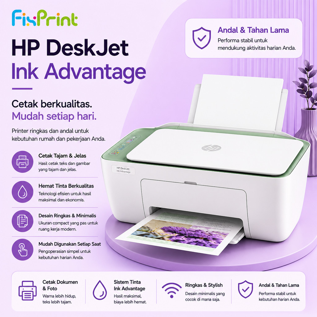 FixPrint Printer HP DeskJet Ink 2989 AIO WiFi l DeskJet 4388 ADF Print Scan Copy Wireless Garansi Re
