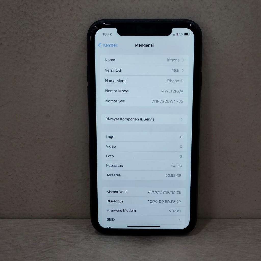 (N735-12) IPHONE 11 RAM 64 GB (IBOX) PA/A, BATANGAN NO CHARGER "969406"