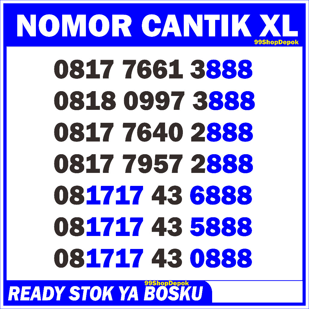 Nomor Cantik XL TRIPLE 888 XL 1888 2888 Kartu Perdana Nomer Cantik XL 4g 5g 888 9888 7888 6888 5888
