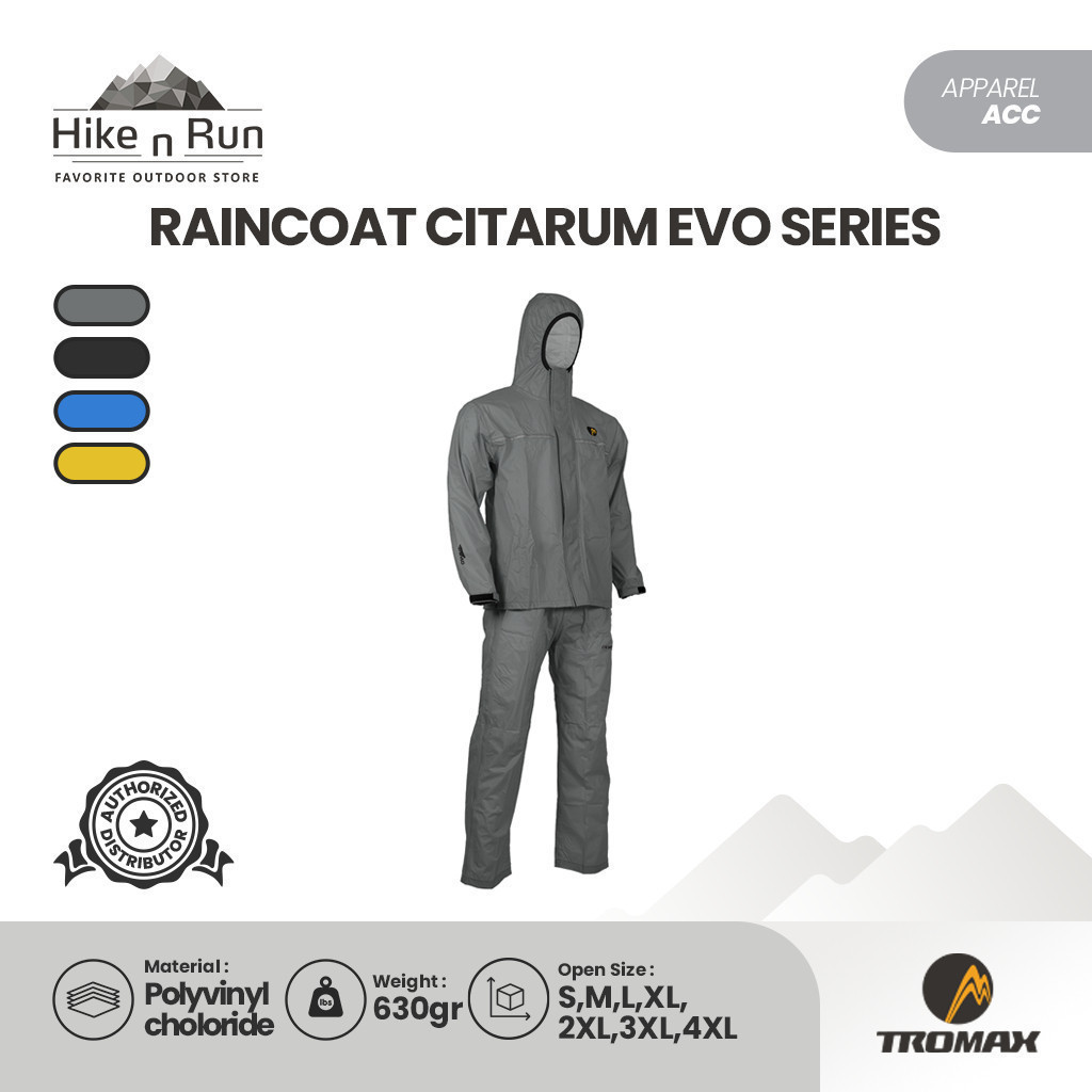 Jas Hujan Motor Dewasa Pria Wanita Tromax Citarum Evo Series Raincoat Outdoor Setelan Mantel Anti Hu