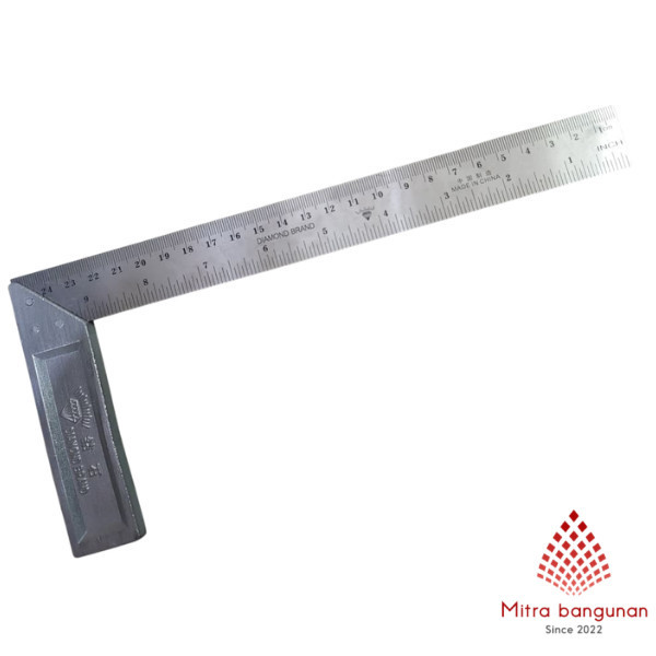 Mitra Bgn - SIKU METER TUKANG 10 INCH DIAMOND - PENGGARIS BESI SUDUT 25 CM
