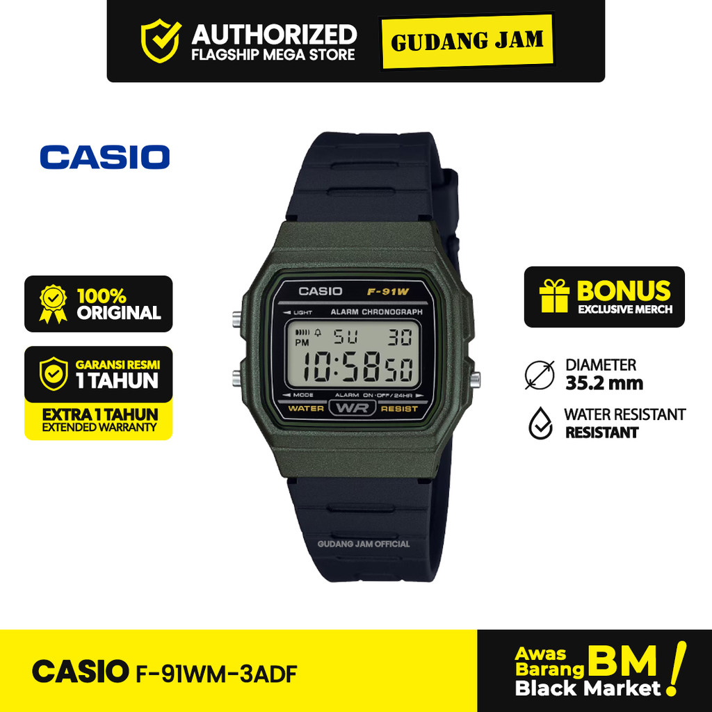 Casio F91 WM F-91WM-3ADF Casio Original 100%