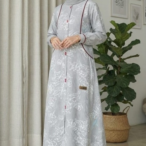 NADHEEFA STORE GAMIS ORI NADHEEFA KATUN PLUMERIA STRIPE