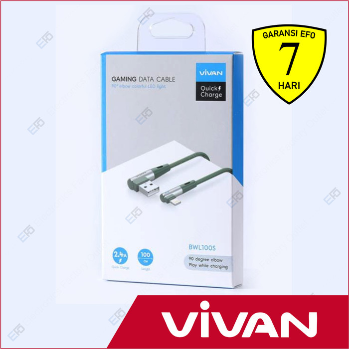 Kabel Data Gaming iPhone QC Vivan 2.4A BWL100S - 100cm Lightning Apple - SFO Semarang Official